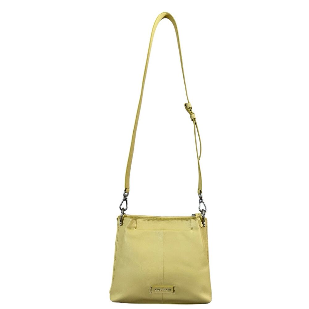 Cole Haan Small Turnlock Leather Bucket Satchel Crossbody Bag - Golden Haze - Picture 3 of 5